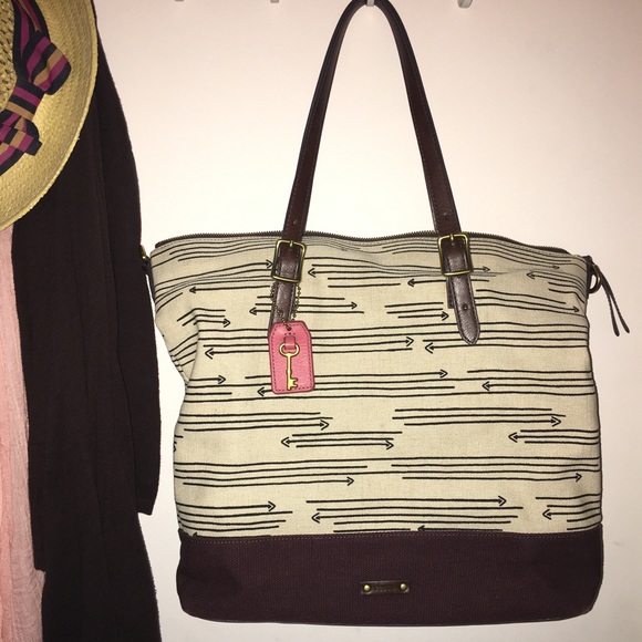 fossil canvas tote